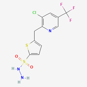 molecular formula C11H9ClF3N3O2S2 B2441654 5-{[3-Chloro-5-(trifluoromethyl)-2-pyridinyl]methyl}-2-thiophenesulfonohydrazide CAS No. 306976-75-0
