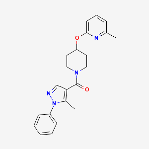 molecular formula C22H24N4O2 B2441658 (5-methyl-1-phenyl-1H-pyrazol-4-yl)(4-((6-methylpyridin-2-yl)oxy)piperidin-1-yl)methanone CAS No. 1797267-04-9