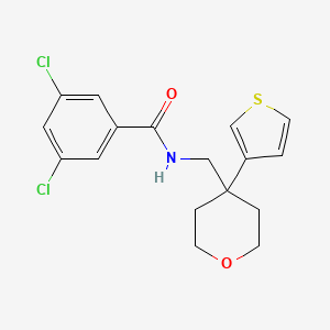 molecular formula C17H17Cl2NO2S B2441664 3,5-dichloro-N-((4-(thiophen-3-yl)tetrahydro-2H-pyran-4-yl)methyl)benzamide CAS No. 2309631-02-3