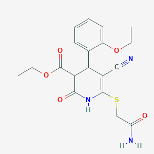 molecular formula C19H21N3O5S B2441670 ethyl 6-(2-amino-2-oxoethyl)sulfanyl-5-cyano-4-(2-ethoxyphenyl)-2-oxo-3,4-dihydro-1H-pyridine-3-carboxylate CAS No. 370854-57-2