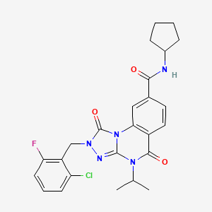 molecular formula C25H25ClFN5O3 B2441672 2-(2-chloro-6-fluorobenzyl)-N-cyclopentyl-4-isopropyl-1,5-dioxo-1,2,4,5-tetrahydro-[1,2,4]triazolo[4,3-a]quinazoline-8-carboxamide CAS No. 1105214-32-1