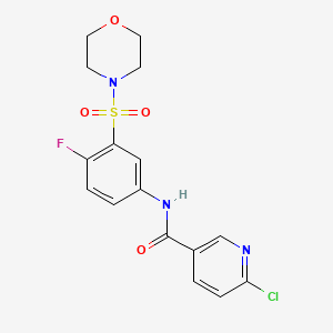 molecular formula C16H15ClFN3O4S B2441682 6-chloro-N-[4-fluoro-3-(morpholine-4-sulfonyl)phenyl]pyridine-3-carboxamide CAS No. 930697-30-6