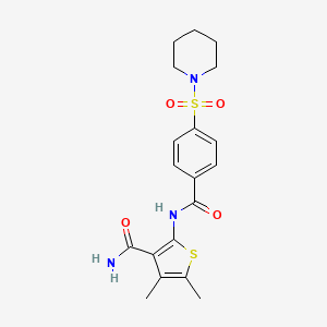 4,5-Dimethyl-2-(4-(piperidin-1-ylsulfonyl)benzamido)thiophene-3-carboxamide