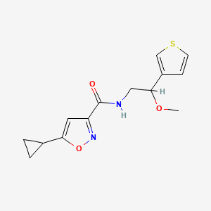 molecular formula C14H16N2O3S B2441694 5-环丙基-N-(2-甲氧基-2-(噻吩-3-基)乙基)异恶唑-3-甲酰胺 CAS No. 1448029-20-6