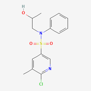 molecular formula C15H17ClN2O3S B2441701 6-chloro-N-(2-hydroxypropyl)-5-methyl-N-phenylpyridine-3-sulfonamide CAS No. 1390030-66-6