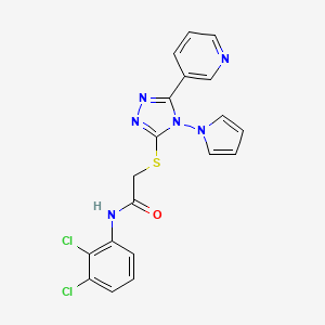 molecular formula C19H14Cl2N6OS B2441706 N-(2,3-dichlorophenyl)-2-{[5-(pyridin-3-yl)-4-(1H-pyrrol-1-yl)-4H-1,2,4-triazol-3-yl]sulfanyl}acetamide CAS No. 886938-12-1