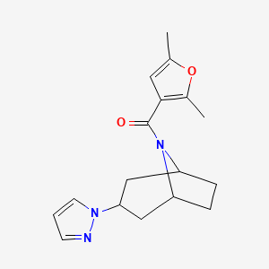 molecular formula C17H21N3O2 B2441708 ((1R,5S)-3-(1H-pyrazol-1-yl)-8-azabicyclo[3.2.1]octan-8-yl)(2,5-dimethylfuran-3-yl)methanone CAS No. 2320148-56-7