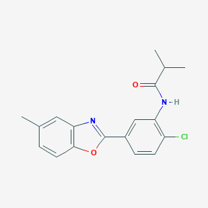 molecular formula C18H17ClN2O2 B244171 N-[2-chloro-5-(5-methyl-1,3-benzoxazol-2-yl)phenyl]-2-methylpropanamide 