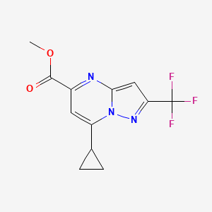 molecular formula C12H10F3N3O2 B2441719 Methyl 7-cyclopropyl-2-(trifluoromethyl)pyrazolo[1,5-a]pyrimidine-5-carboxylate CAS No. 1795433-31-6