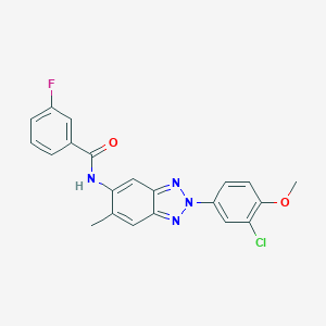molecular formula C21H16ClFN4O2 B244172 N-[2-(3-chloro-4-methoxyphenyl)-6-methyl-2H-1,2,3-benzotriazol-5-yl]-3-fluorobenzamide 