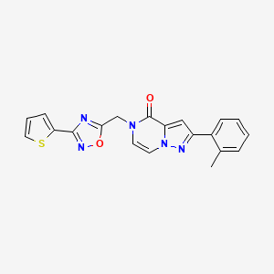 molecular formula C20H15N5O2S B2441720 2-(2-甲基苯基)-5-{[3-(2-噻吩基)-1,2,4-恶二唑-5-基]甲基}吡唑并[1,5-a]哒嗪-4(5H)-酮 CAS No. 1207033-63-3