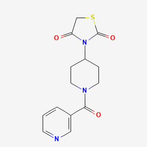 molecular formula C14H15N3O3S B2441735 3-(1-Nicotinoylpiperidin-4-yl)thiazolidine-2,4-dione CAS No. 1798680-38-2