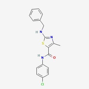 molecular formula C18H16ClN3OS B2441739 2-(benzylamino)-N-(4-chlorophenyl)-4-methyl-1,3-thiazole-5-carboxamide CAS No. 1215609-45-2