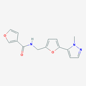 molecular formula C14H13N3O3 B2441743 N-[[5-(2-Methylpyrazol-3-yl)furan-2-yl]methyl]furan-3-carboxamide CAS No. 2415511-79-2