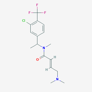 molecular formula C16H20ClF3N2O B2441749 (E)-N-[1-[3-Chloro-4-(trifluoromethyl)phenyl]ethyl]-4-(dimethylamino)-N-methylbut-2-enamide CAS No. 2411333-26-9