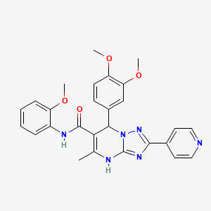 molecular formula C27H26N6O4 B2441751 7-(3,4-二甲氧基苯基)-N-(2-甲氧基苯基)-5-甲基-2-(吡啶-4-基)-4,7-二氢-[1,2,4]三唑并[1,5-a]嘧啶-6-甲酰胺 CAS No. 539837-95-1