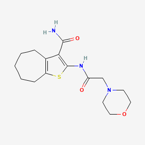 molecular formula C16H23N3O3S B2441762 2-(2-morpholinoacetamido)-5,6,7,8-tetrahydro-4H-cyclohepta[b]thiophene-3-carboxamide CAS No. 670268-12-9