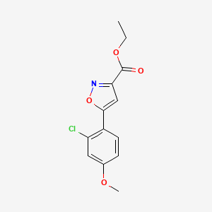 molecular formula C13H12ClNO4 B2441764 Ethyl 5-(2-chloro-4-methoxyphenyl)isoxazole-3-carboxylate CAS No. 1188200-41-0