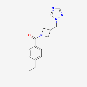 molecular formula C16H20N4O B2441771 (3-((1H-1,2,4-三唑-1-基)甲基)氮杂环丁-1-基)(4-丙基苯基)甲酮 CAS No. 2191216-95-0