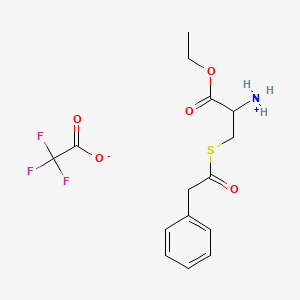 molecular formula C15H18F3NO5S B2441774 1-Ethoxy-1-oxo-3-[(2-phenylacetyl)sulfanyl]-2-propanaminium 2,2,2-trifluoroacetate CAS No. 1396965-98-2