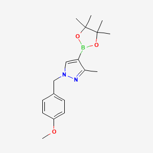 molecular formula C18H25BN2O3 B2441776 1-(4-甲氧基苄基)-3-甲基-4-(4,4,5,5-四甲基-1,3,2-二氧杂硼环丁烷-2-基)-1H-吡唑 CAS No. 1569085-44-4