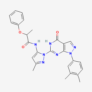 molecular formula C26H25N7O3 B2441790 N-(1-(1-(3,4-dimethylphenyl)-4-oxo-4,5-dihydro-1H-pyrazolo[3,4-d]pyrimidin-6-yl)-3-methyl-1H-pyrazol-5-yl)-2-phenoxypropanamide CAS No. 1171691-09-0