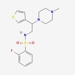 molecular formula C17H22FN3O2S2 B2441791 2-氟-N-(2-(4-甲基哌嗪-1-基)-2-(噻吩-3-基)乙基)苯磺酰胺 CAS No. 946249-06-5