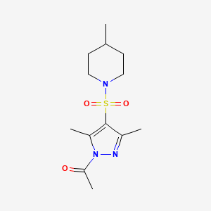 molecular formula C13H21N3O3S B2441792 1-Acetyl-3,5-dimethyl-4-[(4-methylpiperidyl)sulfonyl]pyrazole CAS No. 1007023-45-1