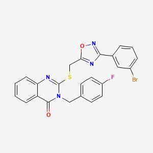 molecular formula C24H16BrFN4O2S B2441799 2-(((3-(3-bromophenyl)-1,2,4-oxadiazol-5-yl)methyl)thio)-3-(4-fluorobenzyl)quinazolin-4(3H)-one CAS No. 2034515-03-0