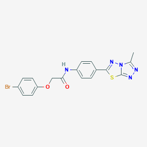 molecular formula C18H14BrN5O2S B244180 2-(4-bromophenoxy)-N-[4-(3-methyl[1,2,4]triazolo[3,4-b][1,3,4]thiadiazol-6-yl)phenyl]acetamide 
