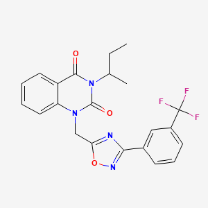 molecular formula C22H19F3N4O3 B2441800 3-(sec-butyl)-1-((3-(3-(trifluoromethyl)phenyl)-1,2,4-oxadiazol-5-yl)methyl)quinazoline-2,4(1H,3H)-dione CAS No. 1105221-72-4