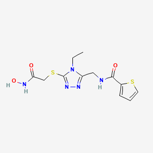 molecular formula C12H15N5O3S2 B2441807 N-[[4-ethyl-5-[2-(hydroxyamino)-2-oxoethyl]sulfanyl-1,2,4-triazol-3-yl]methyl]thiophene-2-carboxamide CAS No. 878065-13-5