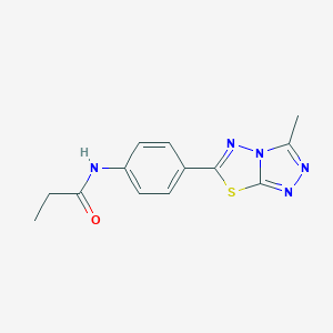 molecular formula C13H13N5OS B244182 N-[4-(3-methyl[1,2,4]triazolo[3,4-b][1,3,4]thiadiazol-6-yl)phenyl]propanamide 