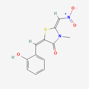 (2E,5E)-5-[(2-hydroxyphenyl)methylidene]-3-methyl-2-(nitromethylidene)-1,3-thiazolidin-4-one