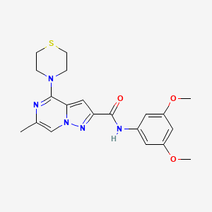 molecular formula C20H23N5O3S B2441830 N-(3,5-dimethoxyphenyl)-6-methyl-4-(1,4-thiazinan-4-yl)pyrazolo[1,5-a]pyrazine-2-carboxamide CAS No. 1775542-75-0