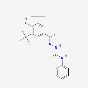 molecular formula C22H29N3OS B2441832 3-[(E)-[(3,5-二叔丁基-4-羟基苯基)亚甲基]氨基]-1-苯硫脲 CAS No. 156605-69-5