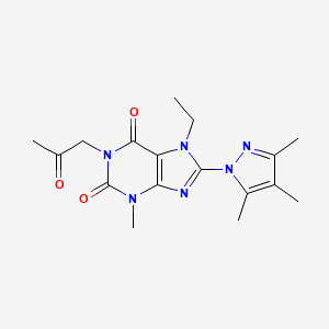7-Ethyl-3-methyl-1-(2-oxopropyl)-8-(3,4,5-trimethylpyrazol-1-yl)purine-2,6-dione