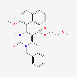 molecular formula C27H28N2O5 B2441848 2-Methoxyethyl 1-benzyl-4-(2-methoxynaphthalen-1-yl)-6-methyl-2-oxo-1,2,3,4-tetrahydropyrimidine-5-carboxylate CAS No. 391221-96-8