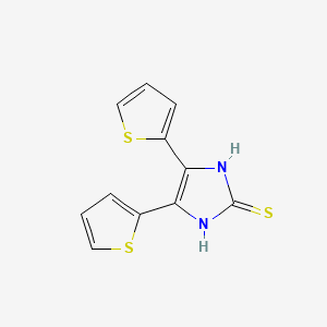 molecular formula C11H8N2S3 B2441860 4,5-bis(thiophen-2-yl)-1H-imidazole-2-thiol CAS No. 67947-42-6