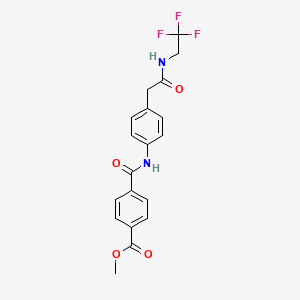 molecular formula C19H17F3N2O4 B2441862 Methyl 4-((4-(2-oxo-2-((2,2,2-trifluoroethyl)amino)ethyl)phenyl)carbamoyl)benzoate CAS No. 1235379-60-8