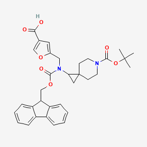 molecular formula C33H36N2O7 B2441877 5-[[9H-Fluoren-9-ylmethoxycarbonyl-[6-[(2-methylpropan-2-yl)oxycarbonyl]-6-azaspiro[2.5]octan-2-yl]amino]methyl]furan-3-carboxylic acid CAS No. 2138129-19-6