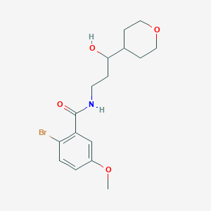 2-bromo-N-(3-hydroxy-3-(tetrahydro-2H-pyran-4-yl)propyl)-5-methoxybenzamide