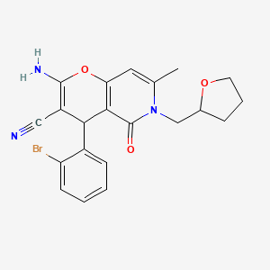 molecular formula C21H20BrN3O3 B2441890 2-amino-4-(2-bromophenyl)-7-methyl-5-oxo-6-(tetrahydrofuran-2-ylmethyl)-5,6-dihydro-4H-pyrano[3,2-c]pyridine-3-carbonitrile CAS No. 638139-22-7