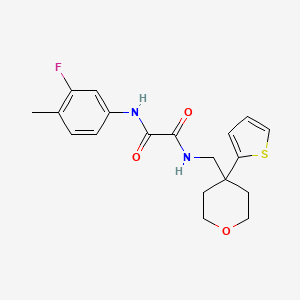 N1-(3-fluoro-4-methylphenyl)-N2-((4-(thiophen-2-yl)tetrahydro-2H-pyran-4-yl)methyl)oxalamide