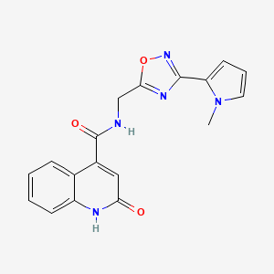 molecular formula C18H15N5O3 B2441897 2-hydroxy-N-((3-(1-methyl-1H-pyrrol-2-yl)-1,2,4-oxadiazol-5-yl)methyl)quinoline-4-carboxamide CAS No. 2034271-88-8