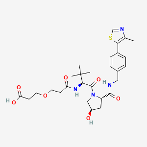 molecular formula C28H38N4O7S B2441899 3-[3-[[(2S)-1-[(2S,4R)-4-Hydroxy-2-[[4-(4-methyl-1,3-thiazol-5-yl)phenyl]methylcarbamoyl]pyrrolidin-1-yl]-3,3-dimethyl-1-oxobutan-2-yl]amino]-3-oxopropoxy]propanoic acid CAS No. 2172820-07-2