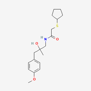 molecular formula C18H27NO3S B2441903 2-(cyclopentylthio)-N-(2-hydroxy-3-(4-methoxyphenyl)-2-methylpropyl)acetamide CAS No. 1448077-40-4