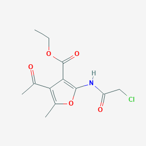 molecular formula C12H14ClNO5 B2441912 4-乙酰基-2-(2-氯乙酰氨基)-5-甲基呋喃-3-羧酸乙酯 CAS No. 795290-93-6