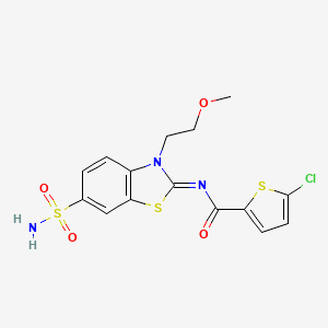 molecular formula C15H14ClN3O4S3 B2441915 (Z)-5-chloro-N-(3-(2-methoxyethyl)-6-sulfamoylbenzo[d]thiazol-2(3H)-ylidene)thiophene-2-carboxamide CAS No. 865159-90-6