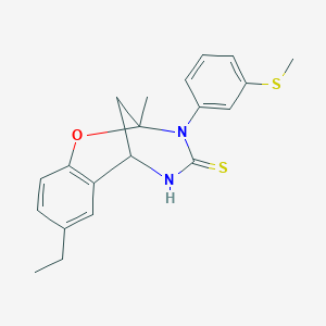 molecular formula C20H22N2OS2 B2441922 8-ethyl-2-methyl-3-(3-(methylthio)phenyl)-5,6-dihydro-2H-2,6-methanobenzo[g][1,3,5]oxadiazocine-4(3H)-thione CAS No. 893788-98-2